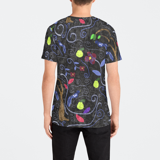 Birds and Scrolls Mens Velvet Tee