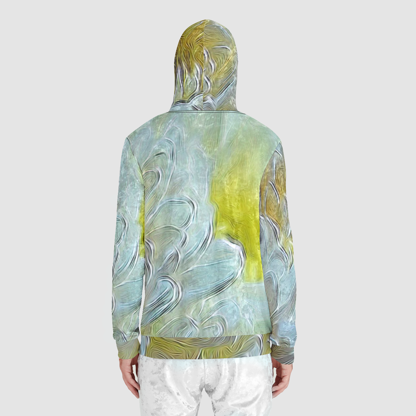 White Chrysanthemum in Light Unisex Zip Relaxed Velvet Hoodie