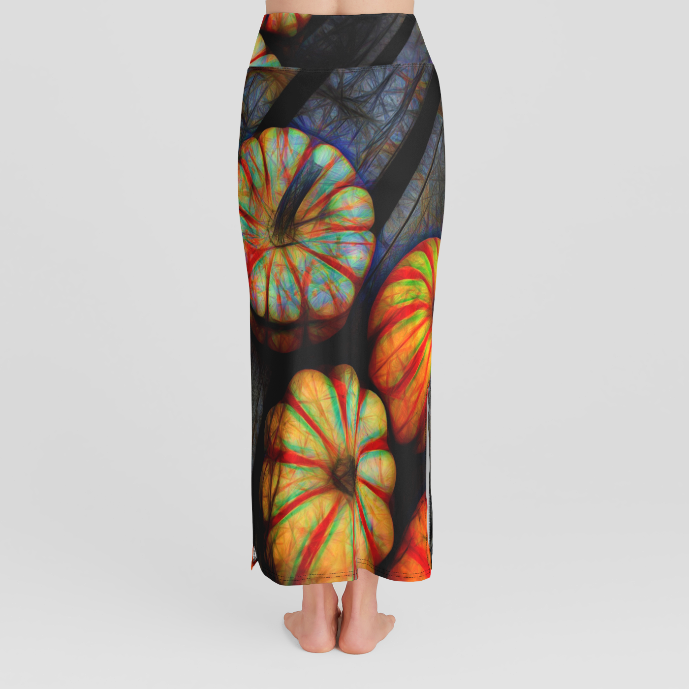 Fall Colorful Gourds High Waist Skirt