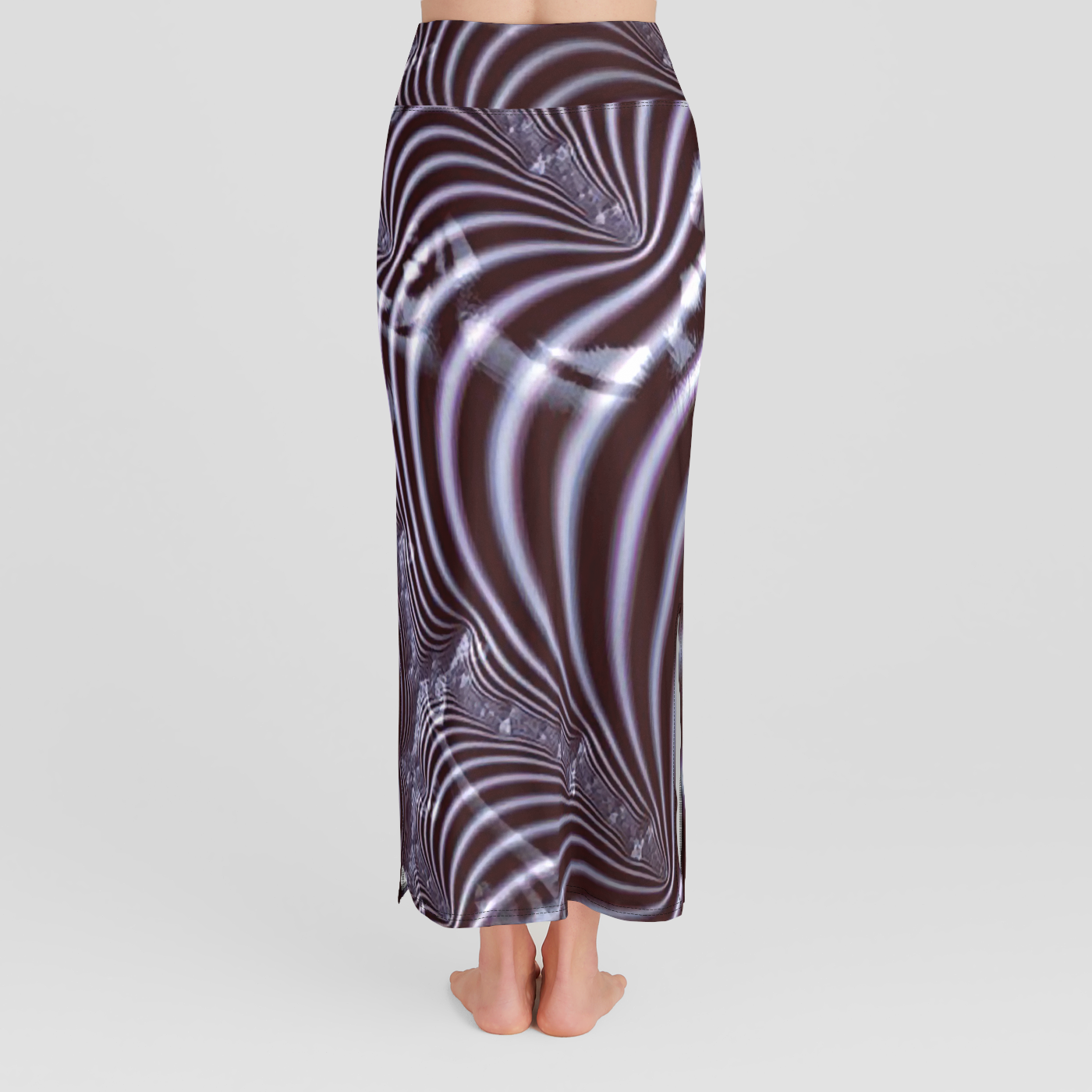 Black and White Spiral Fractal High Waist Skirt