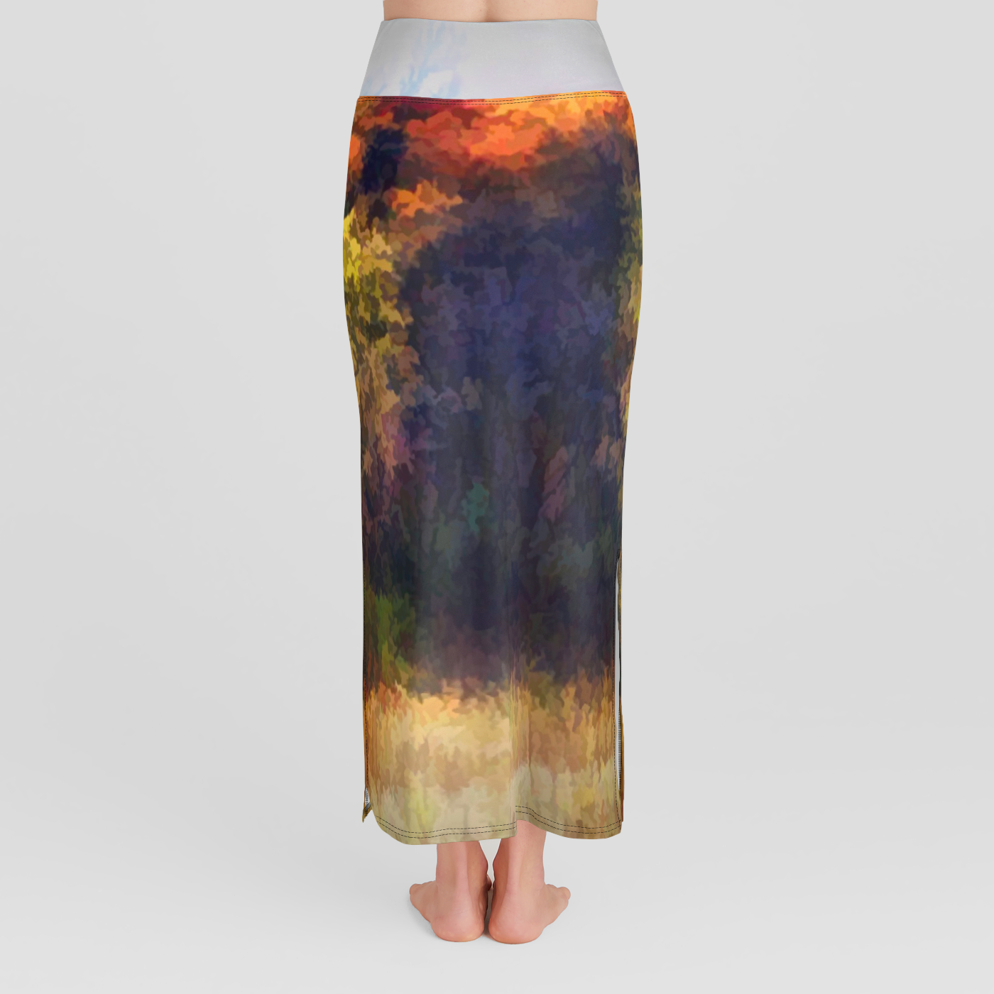 Fall Abstract Landscape High Waist Skirt