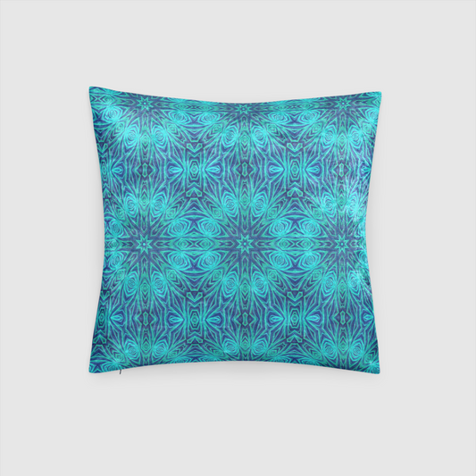 Blue Ice Kaleidoscope Crushed Velvet Throw Pillow