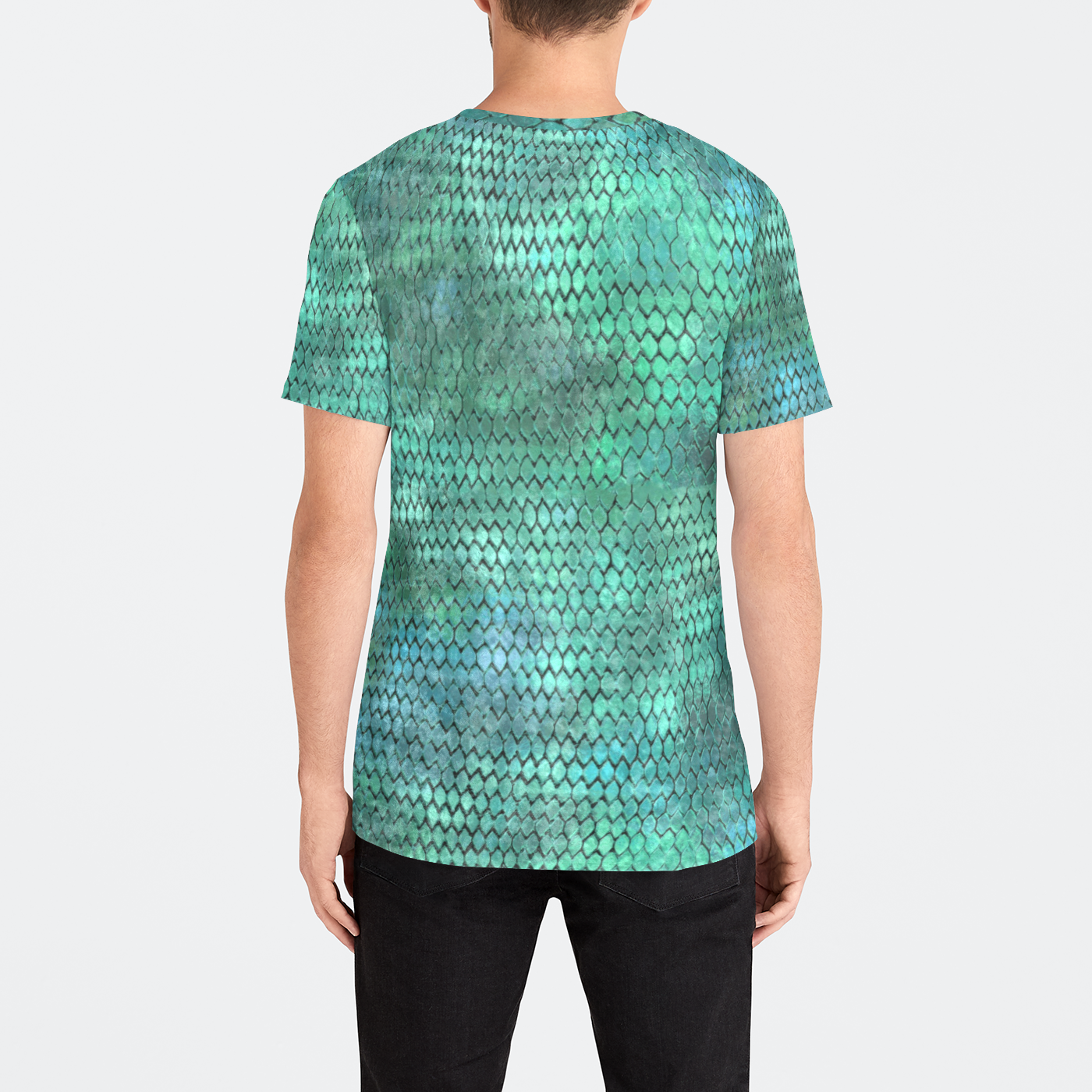 Blue Green Dragon Scales Mens Velvet Tee