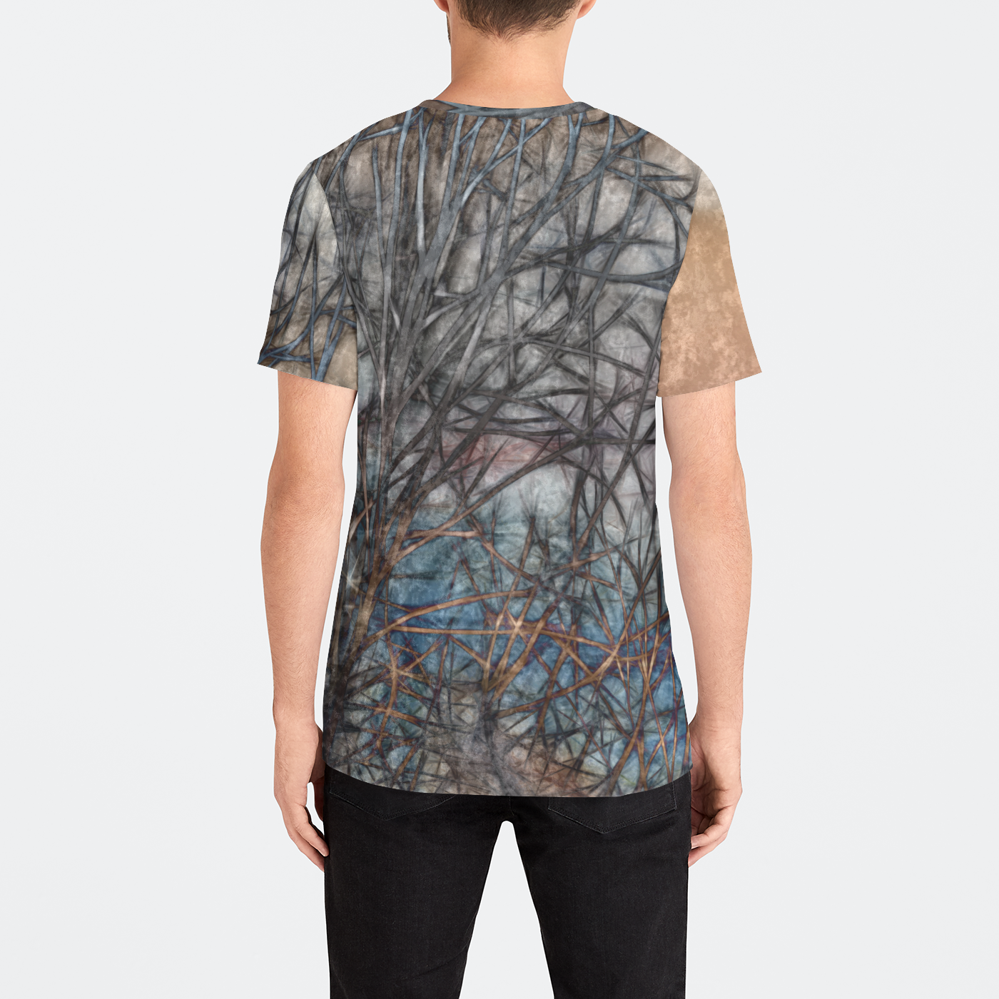 Abstract Sunset Tree Mens Velvet Tee