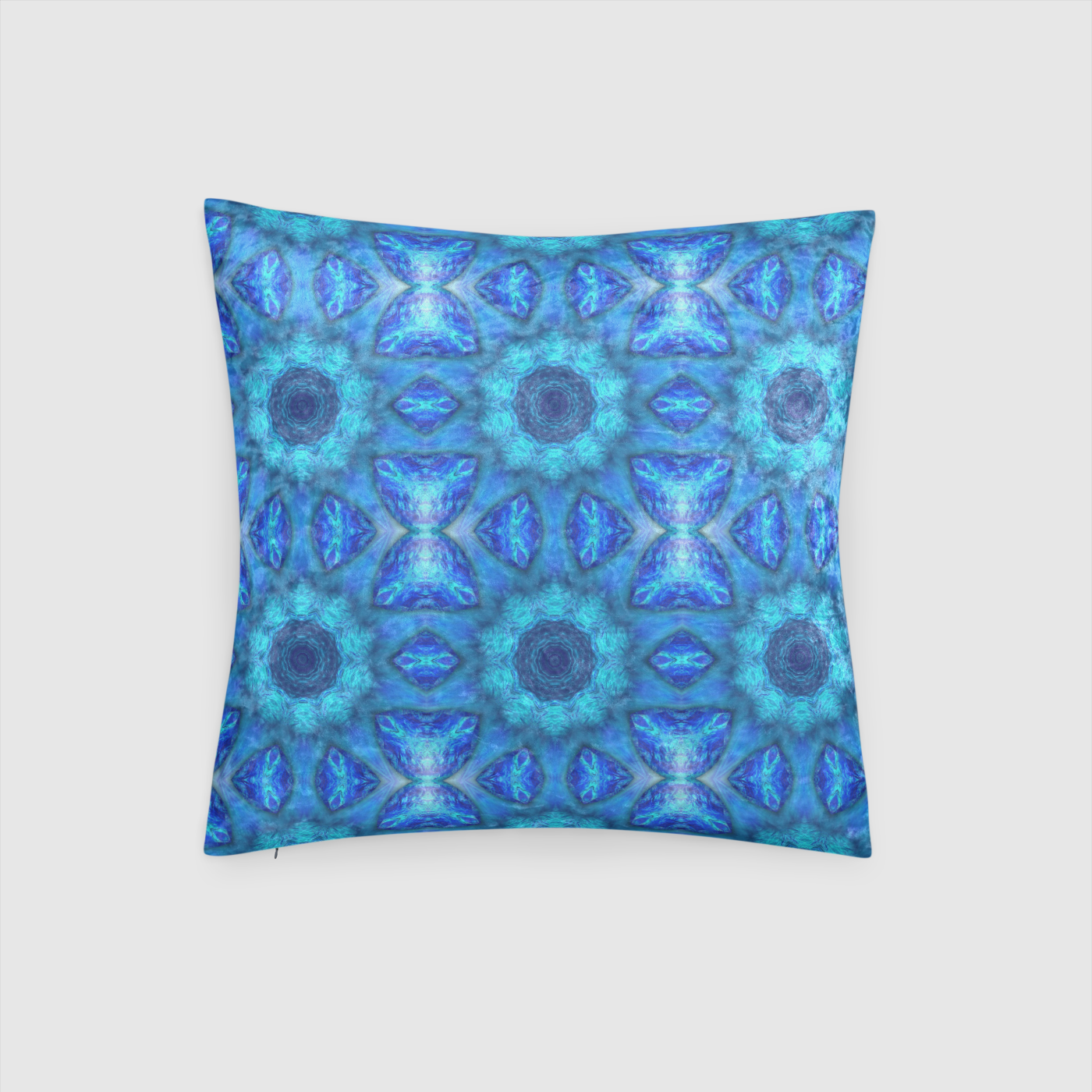 Blue Ocean Kaleidoscope Crushed Velvet Throw Pillow