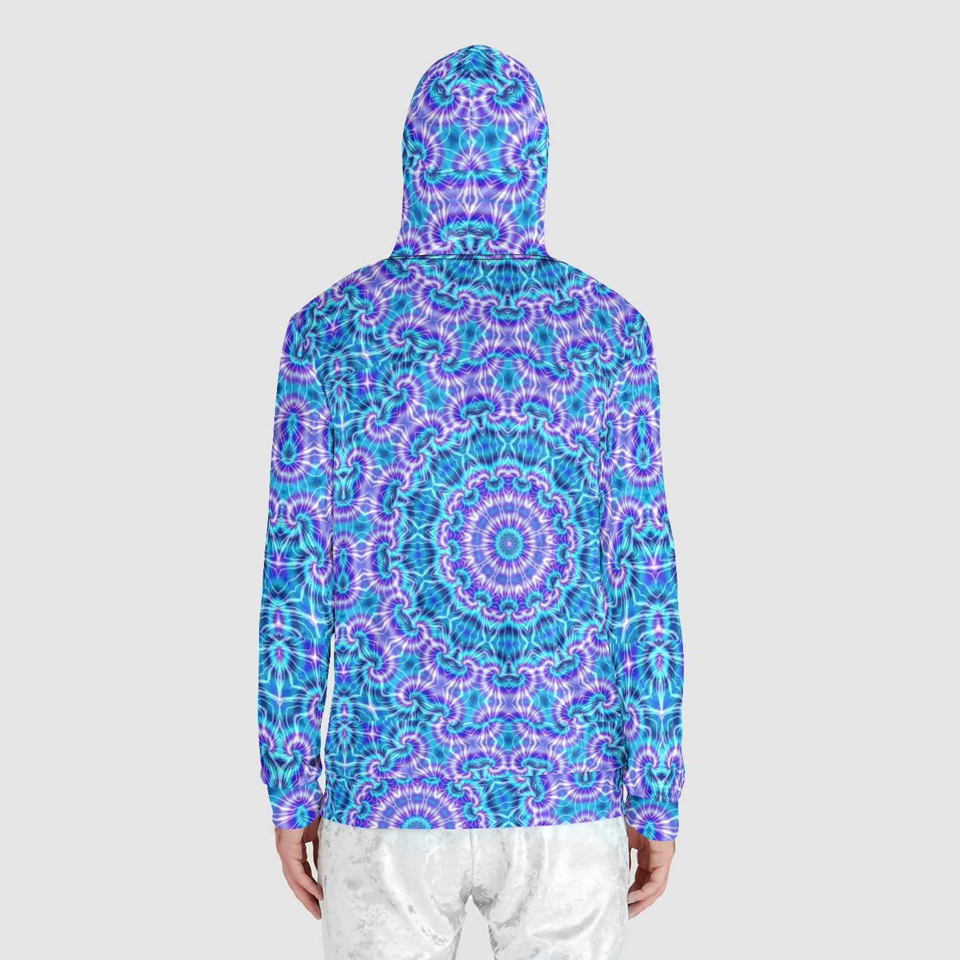 Blue and Purple Tie Dye  Unisex Zip Relaxed Velvet Hoodie