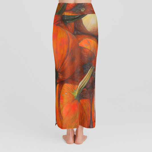 Fall Pumpkin Pile High Waist Skirt