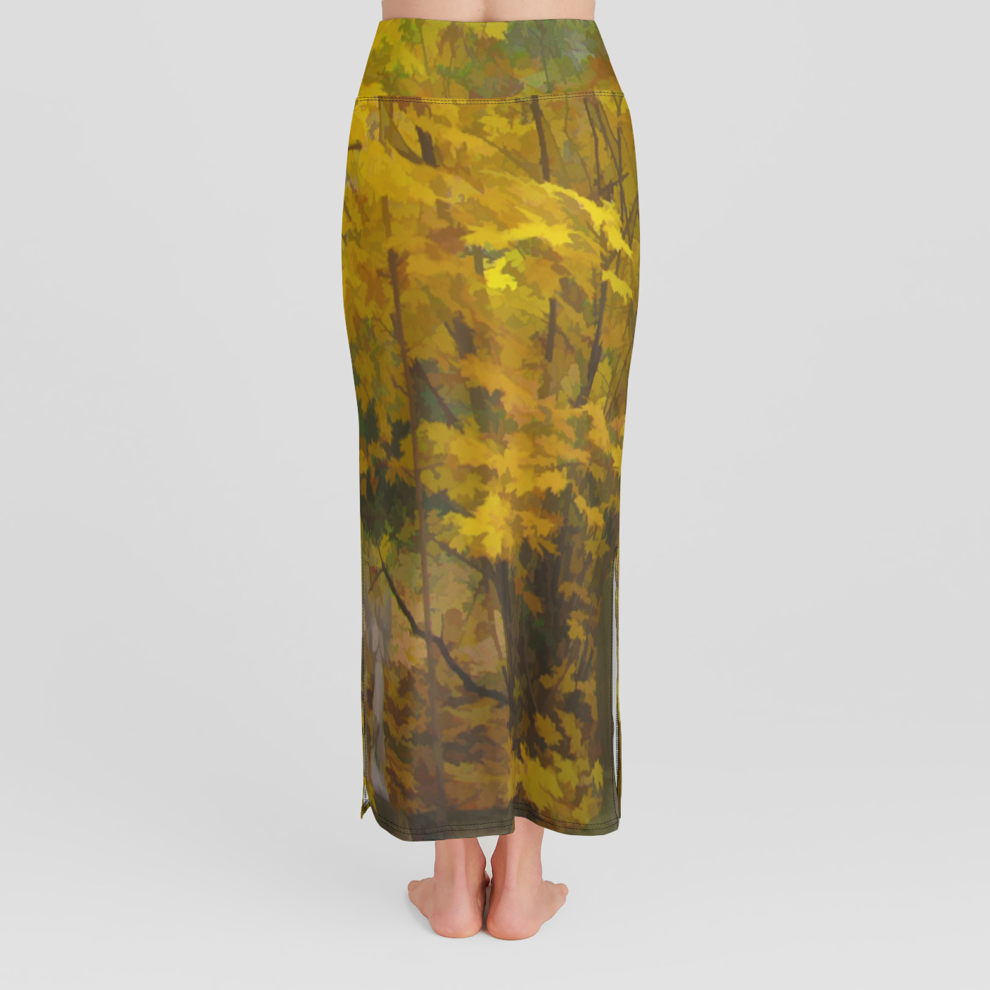 Fall Color In Backyard High Waist Skirt