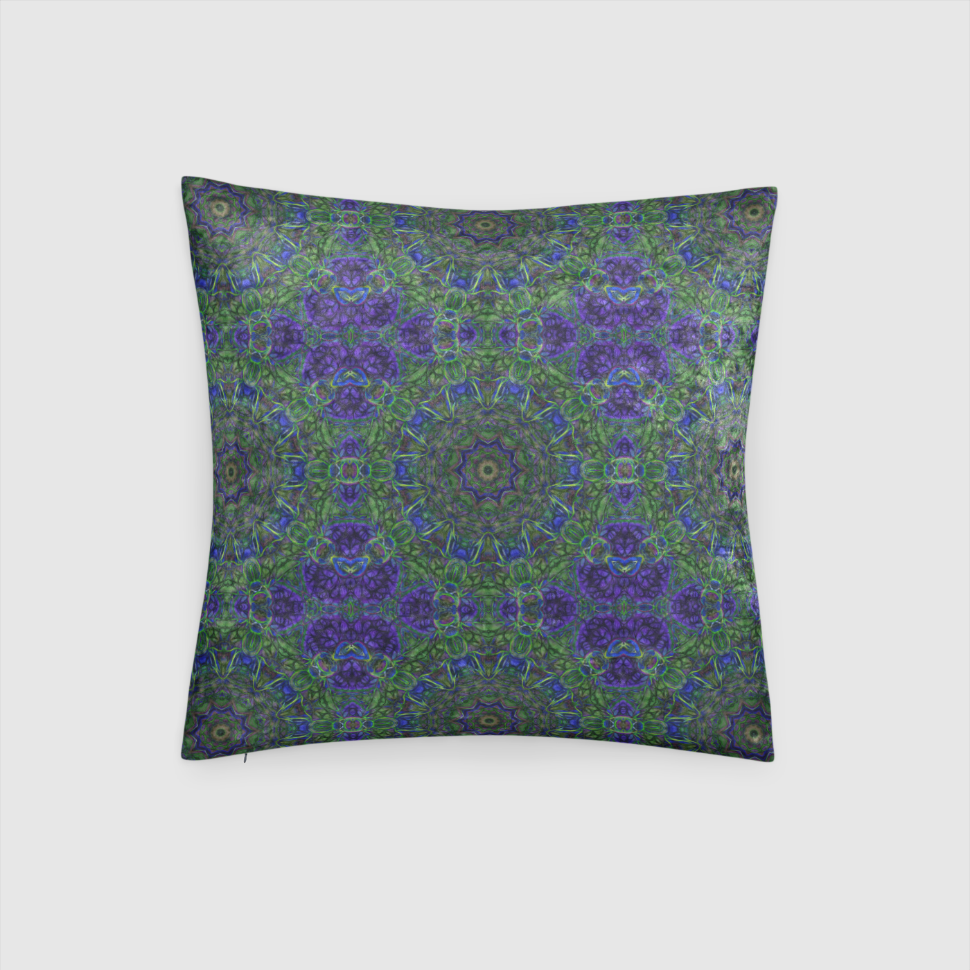 Blue Green Ribbon Kaleidoscope Crushed Velvet Throw Pillow