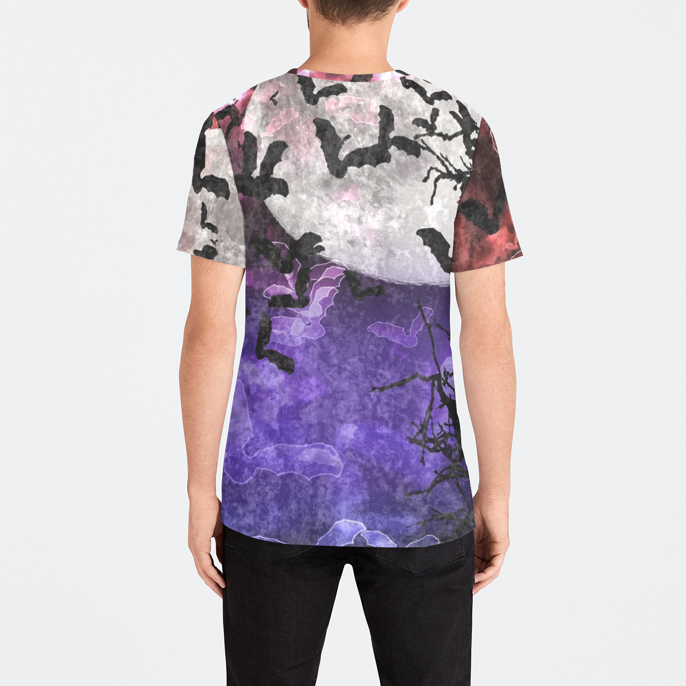 Bokeh Bats Moon Mens Velvet Tee