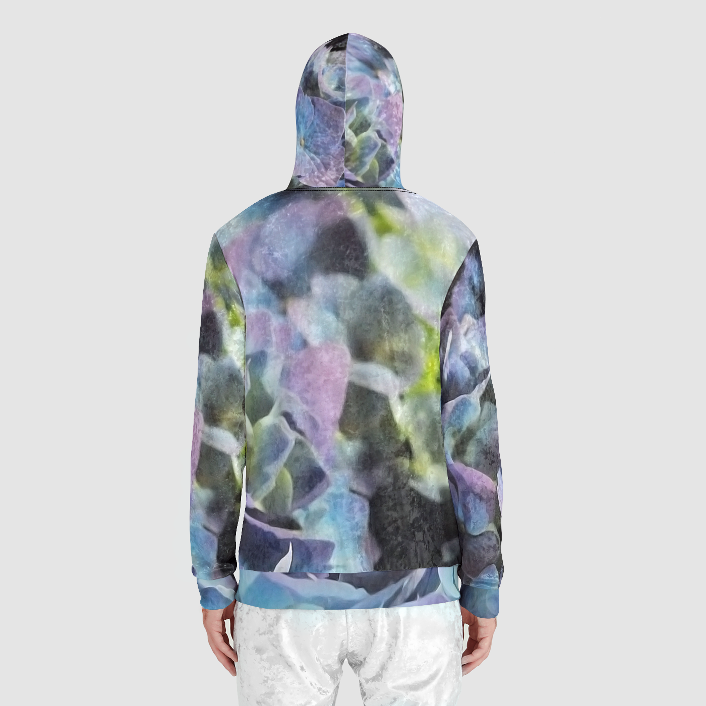 Blue and Purple Hydrangeas Unisex Zip Relaxed Velvet Hoodie