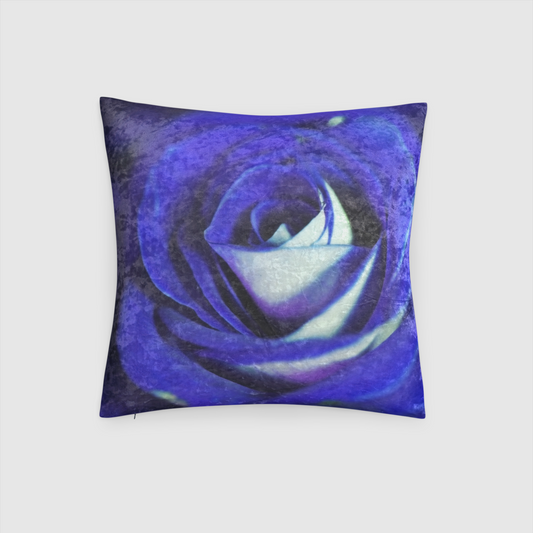 Blue Rose Crushed Velvet Throw Pillow