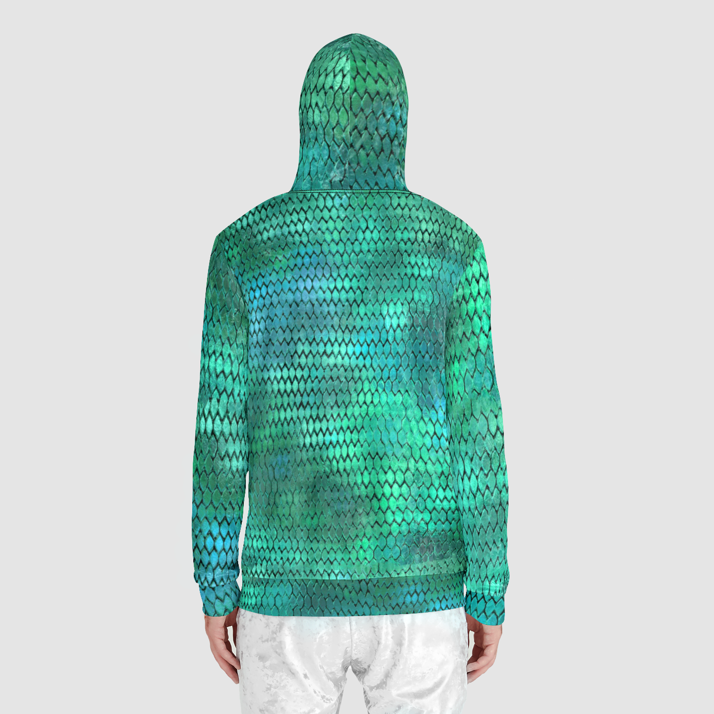 Blue Green Dragon Scales Unisex Zip Relaxed Velvet Hoodie