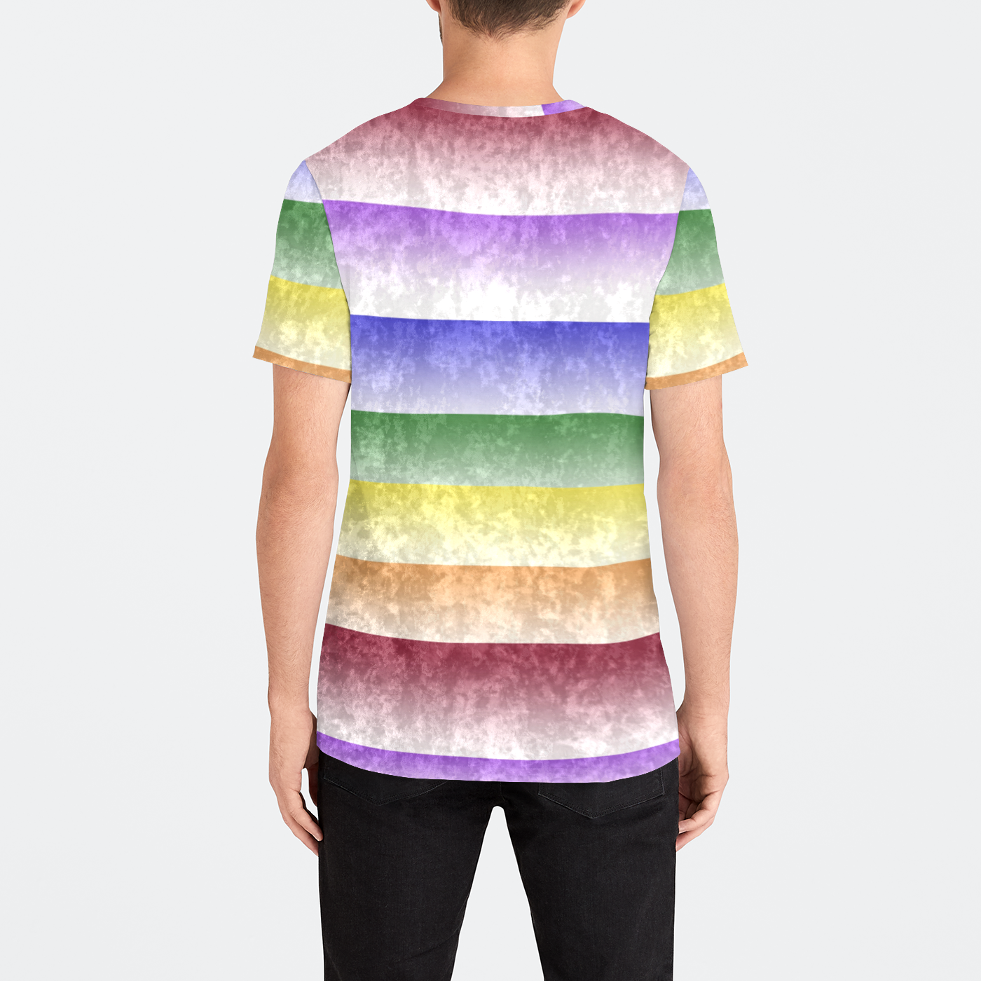 Rainbow Gradient Stripes Mens Velvet Tee