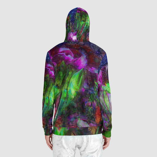 Abstract Pink Carnations Unisex Zip Relaxed Velvet Hoodie