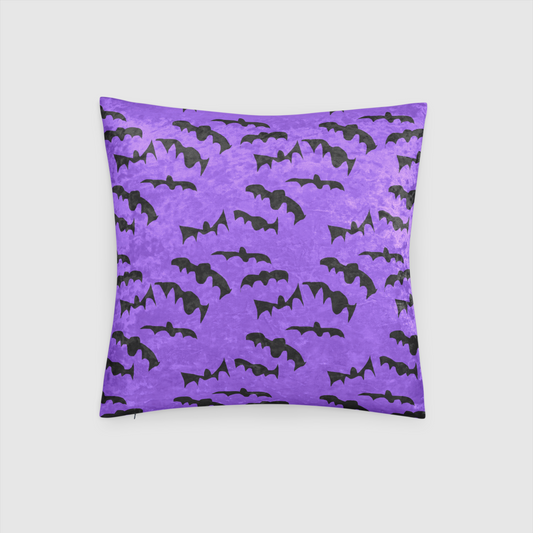 Bats Pattern Crushed Velvet Throw Pillow