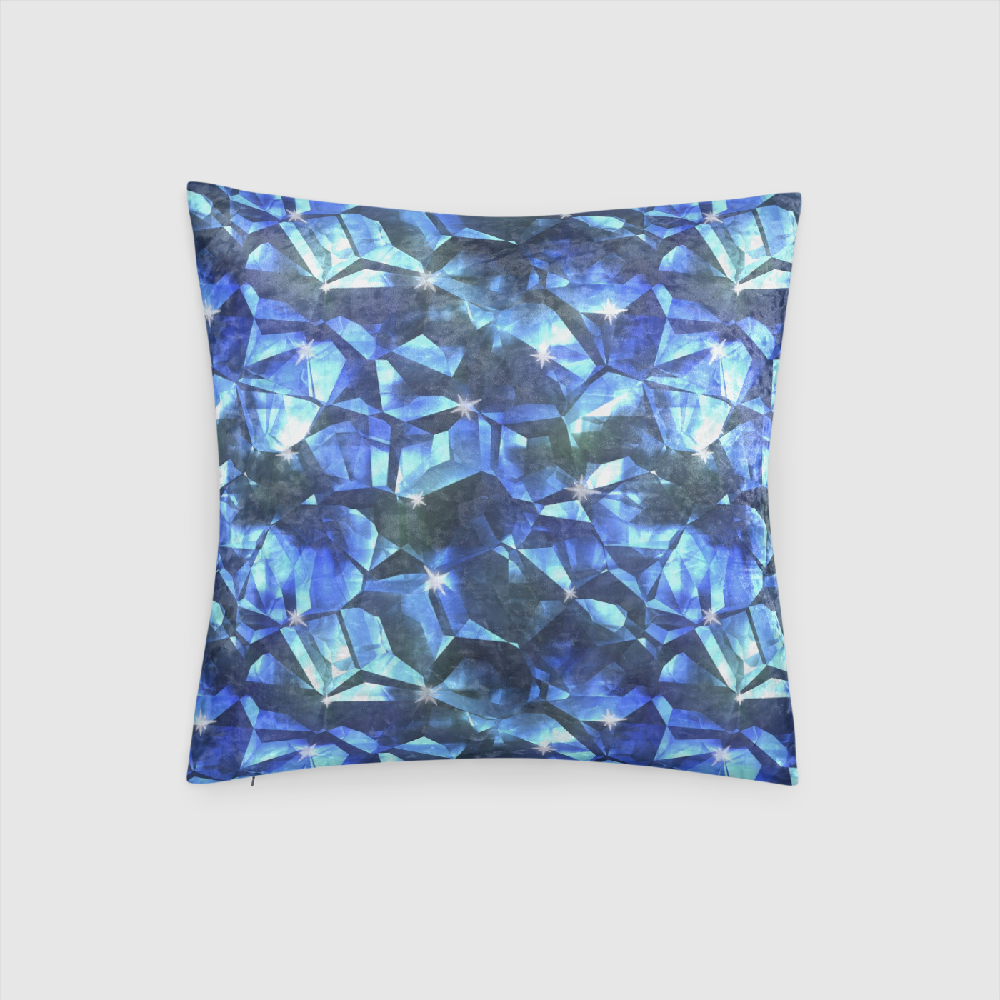 Blue Crystal Pattern Crushed Velvet Throw Pillow