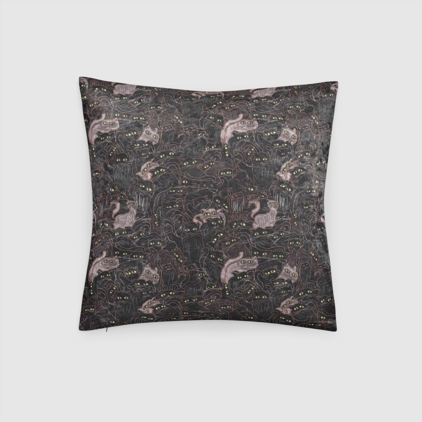 Black Cats Pattern Crushed Velvet Throw Pillow