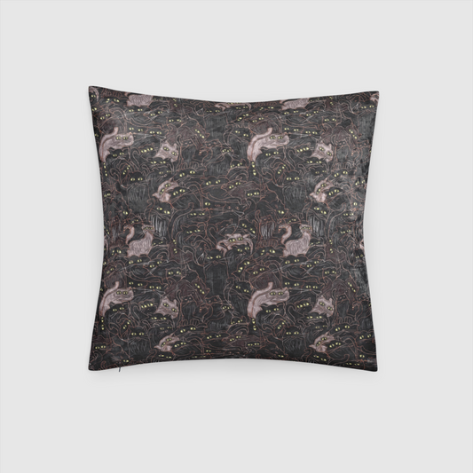 Black Cats Pattern Crushed Velvet Throw Pillow