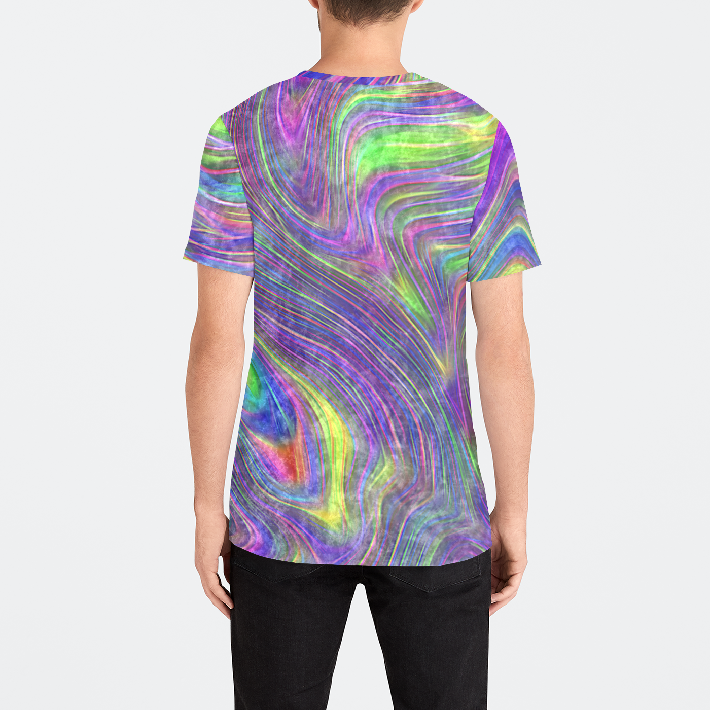 Abstract With Blue Mens Velvet Tee