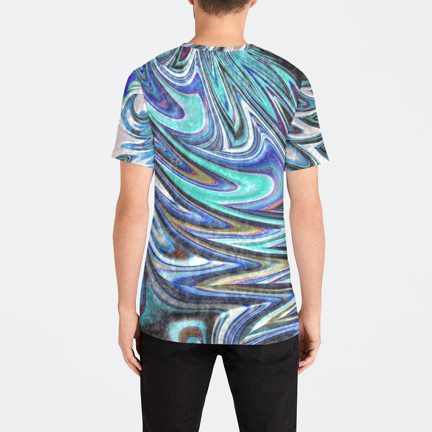 Blue Swirl Fractal Mens Velvet Tee