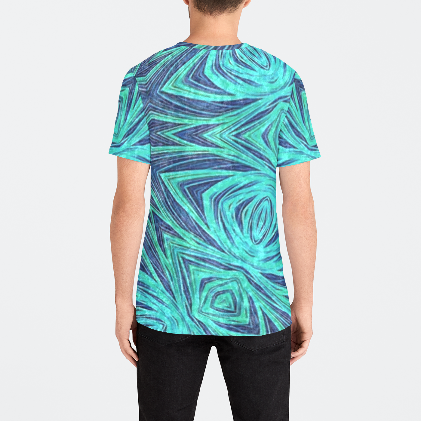 Blue Fractal Kaleidoscope Mens Velvet Tee