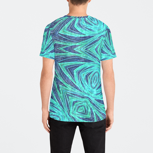 Blue Fractal Kaleidoscope Mens Velvet Tee