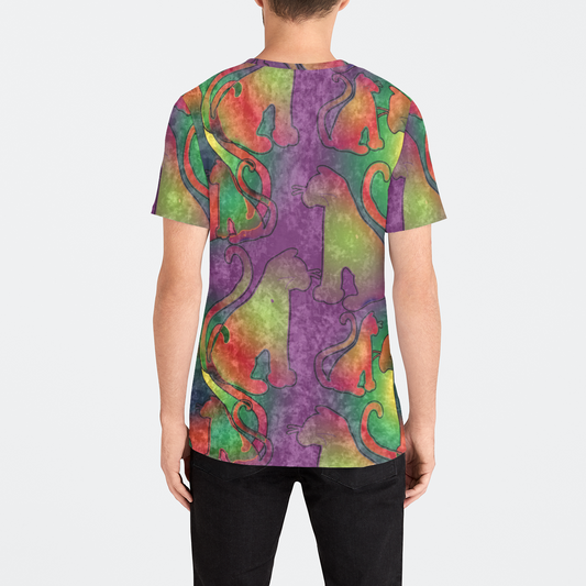 Abstract Rainbow Cats Mens Velvet Tee