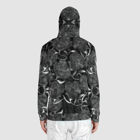 Black Roses Unisex Zip Relaxed Velvet Hoodie