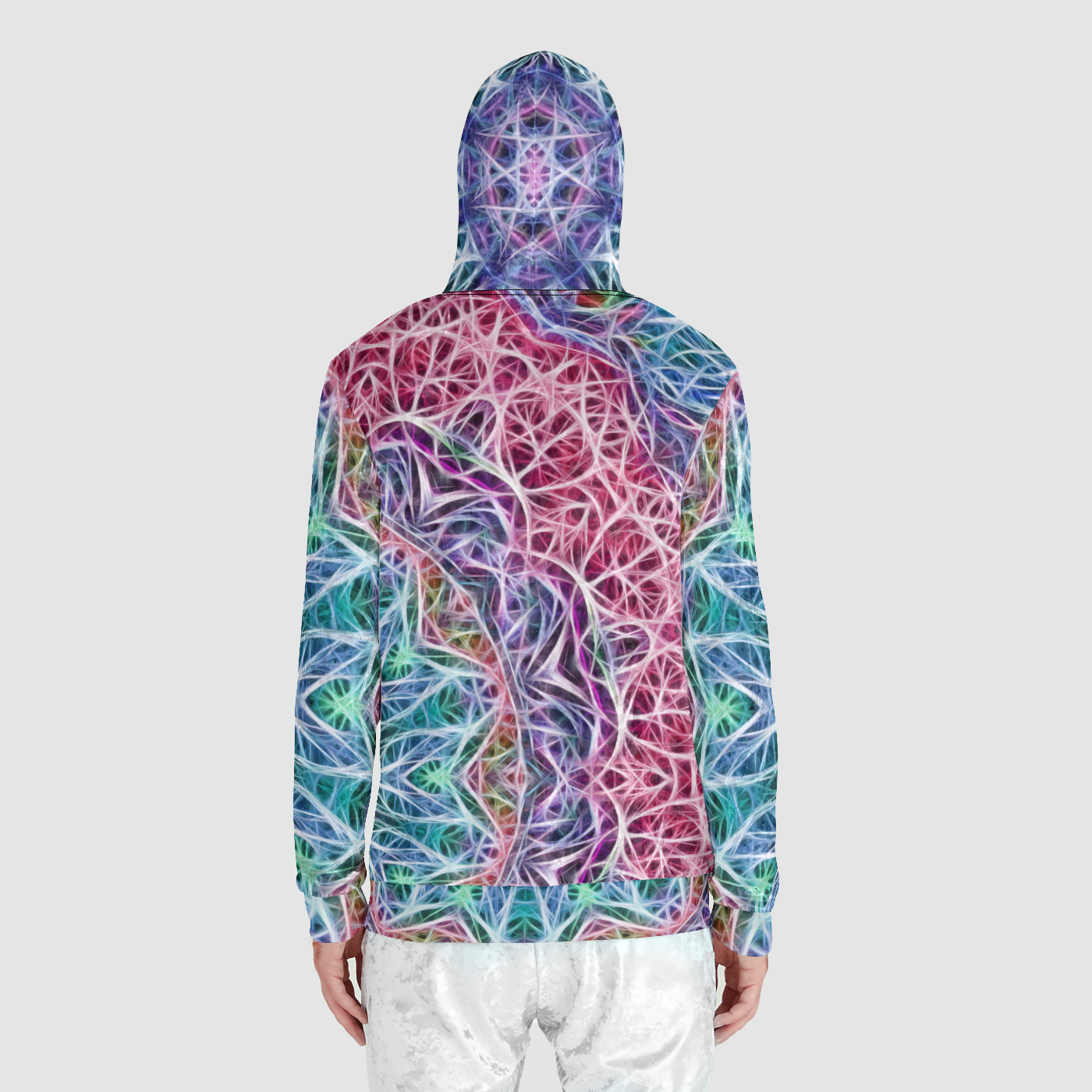 Blue and Pink Kaleidoscope Unisex Zip Relaxed Velvet Hoodie