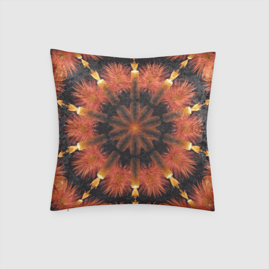 Candle Flower Kaleidoscope Crushed Velvet Throw Pillow