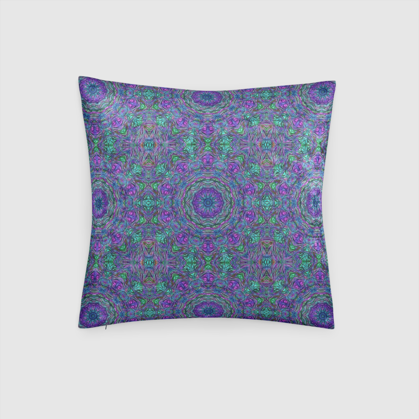 Green Purple Kaleidoscope Crushed Velvet Throw Pillow