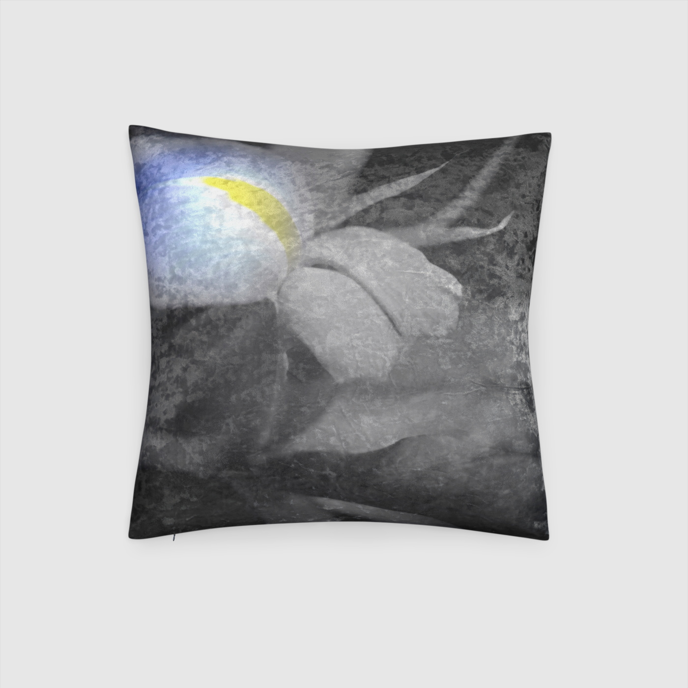 Black and White Iris Crushed Velvet Throw Pillow