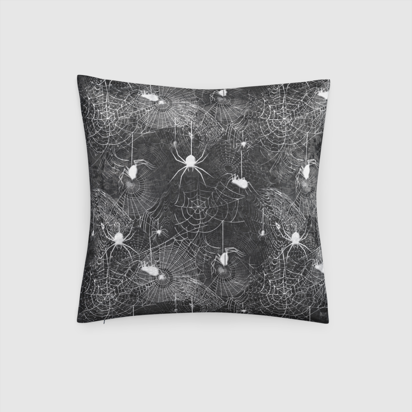 Black and White Spider Webs Crushed Velvet Throw Pillow