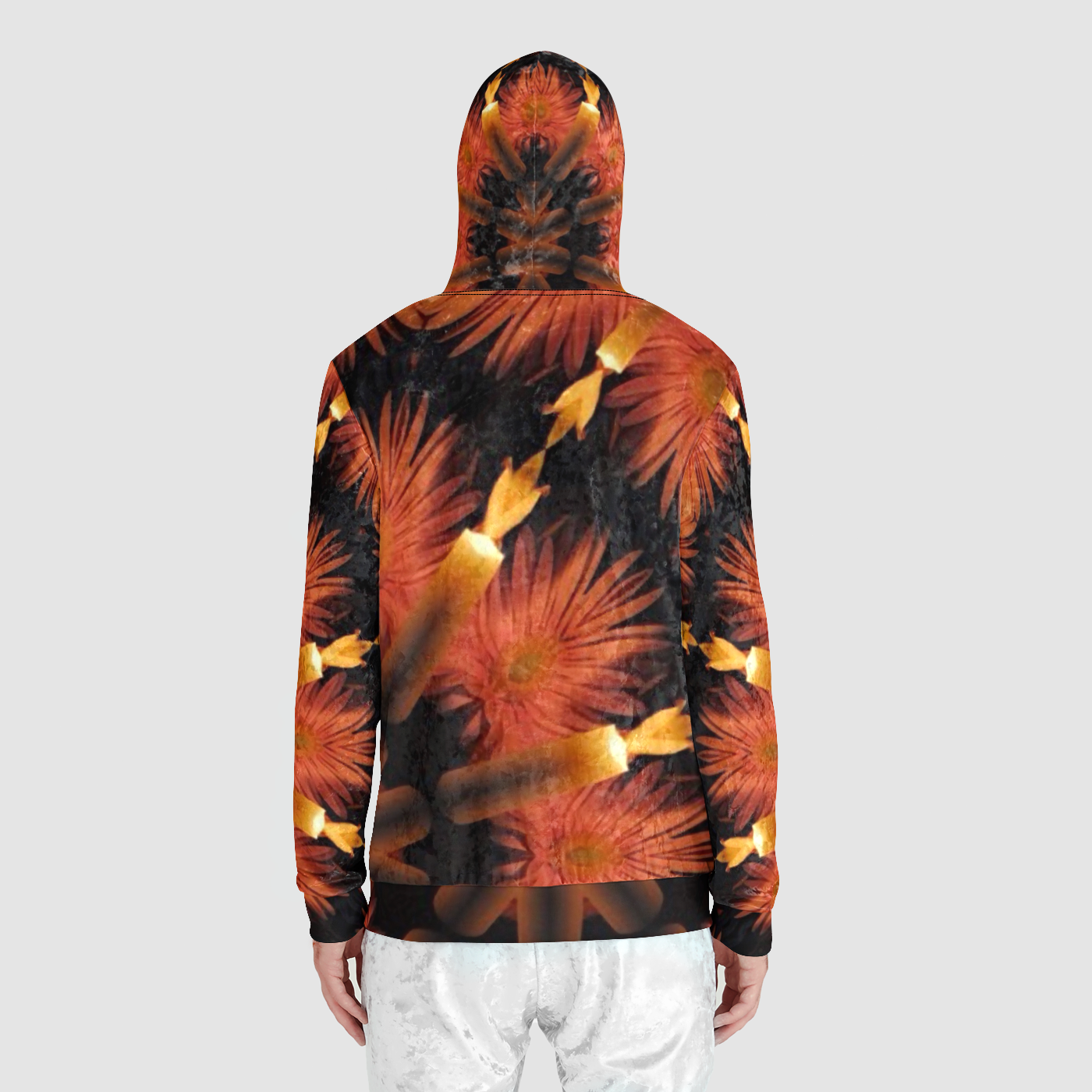 Flower Candle Kaleidoscope Unisex Zip Relaxed Velvet Hoodie