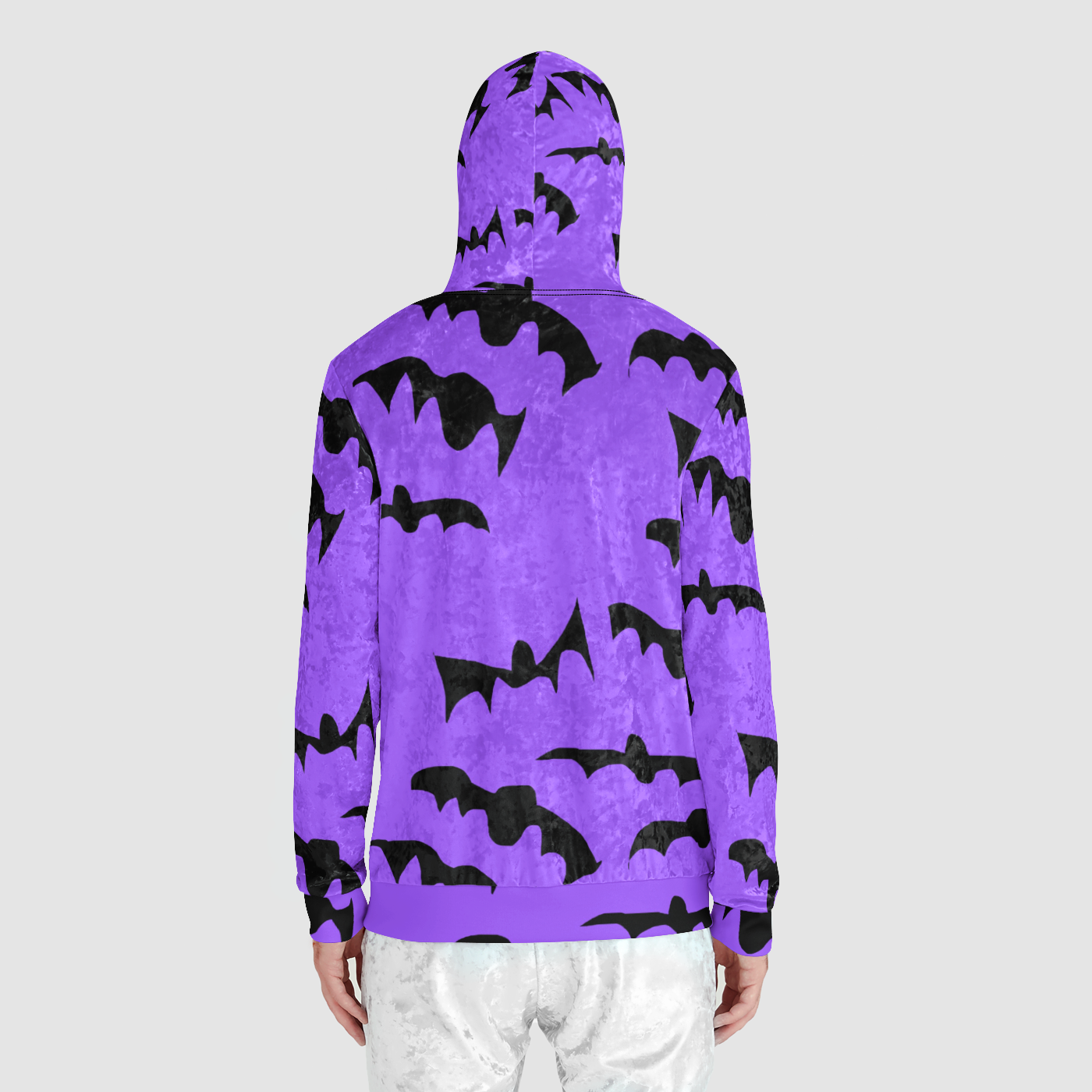 Bats Pattern Unisex Zip Relaxed Velvet Hoodie