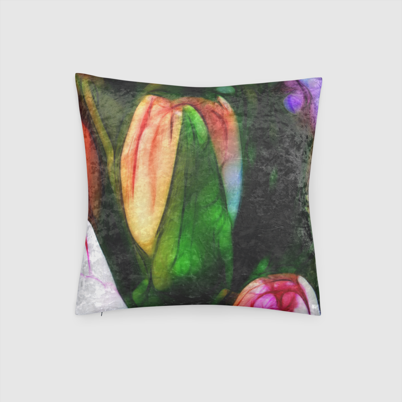 Abstract Pink Tulips Crushed Velvet Throw Pillow