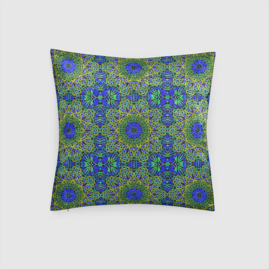 Blue Green Celtic Kaleidoscope Crushed Velvet Throw Pillow