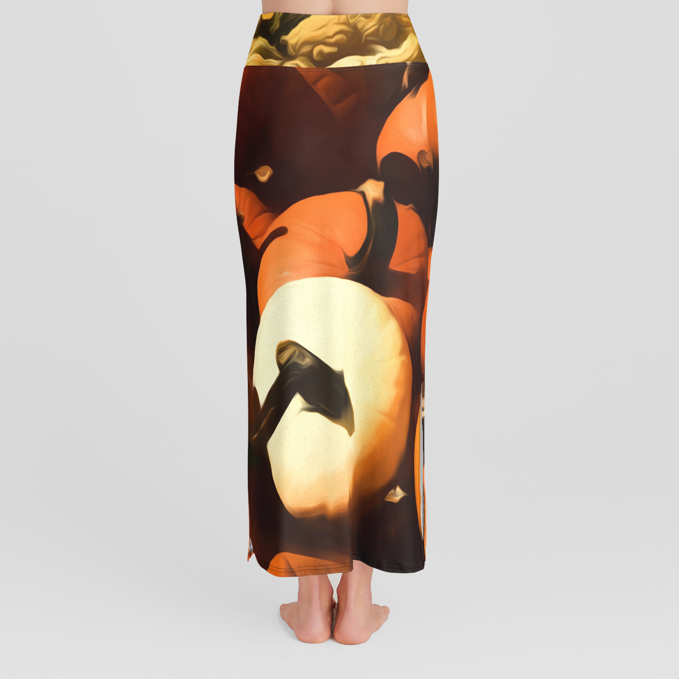 Fall Cart Of Pumpkins High Waist Skirt