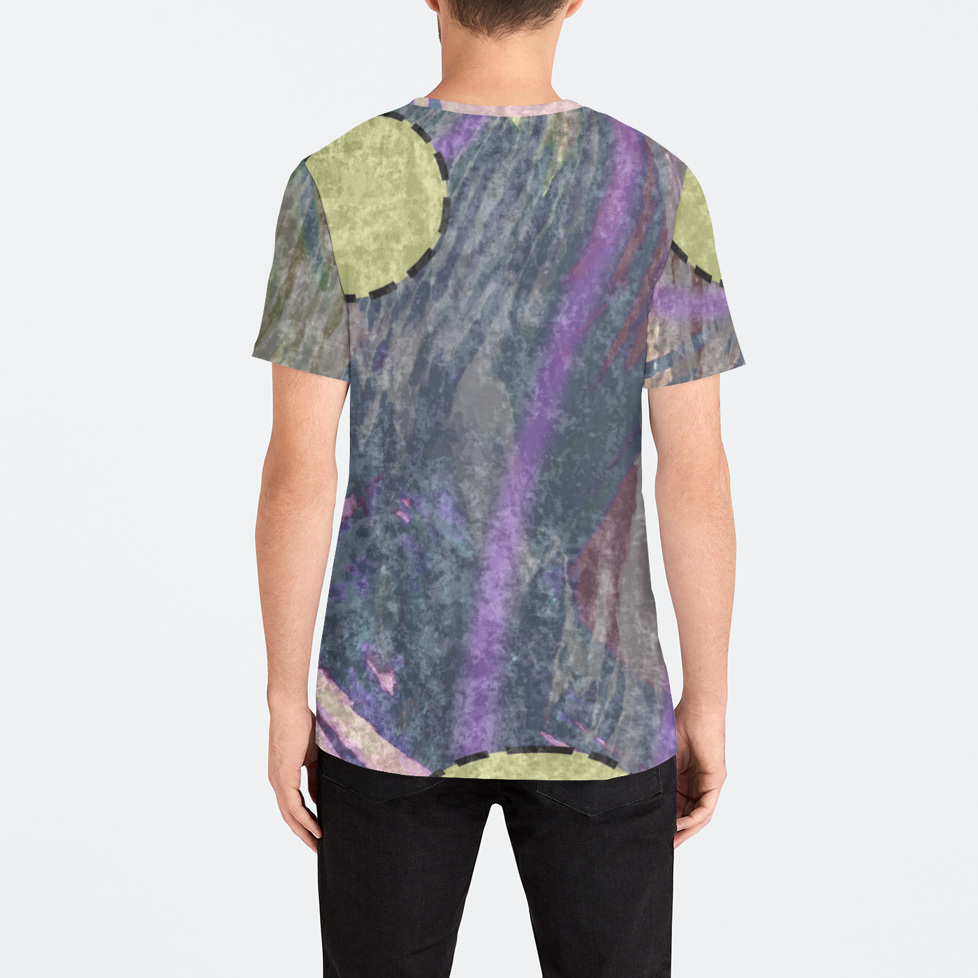 Blue Green Splatter Dots Mens Velvet Tee