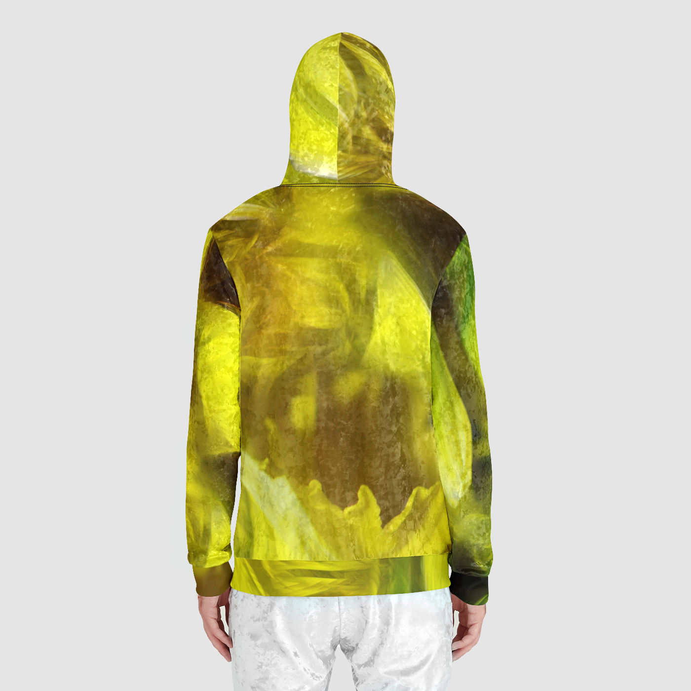 Abstract Yellow Daffodills Unisex Zip Relaxed Velvet Hoodie