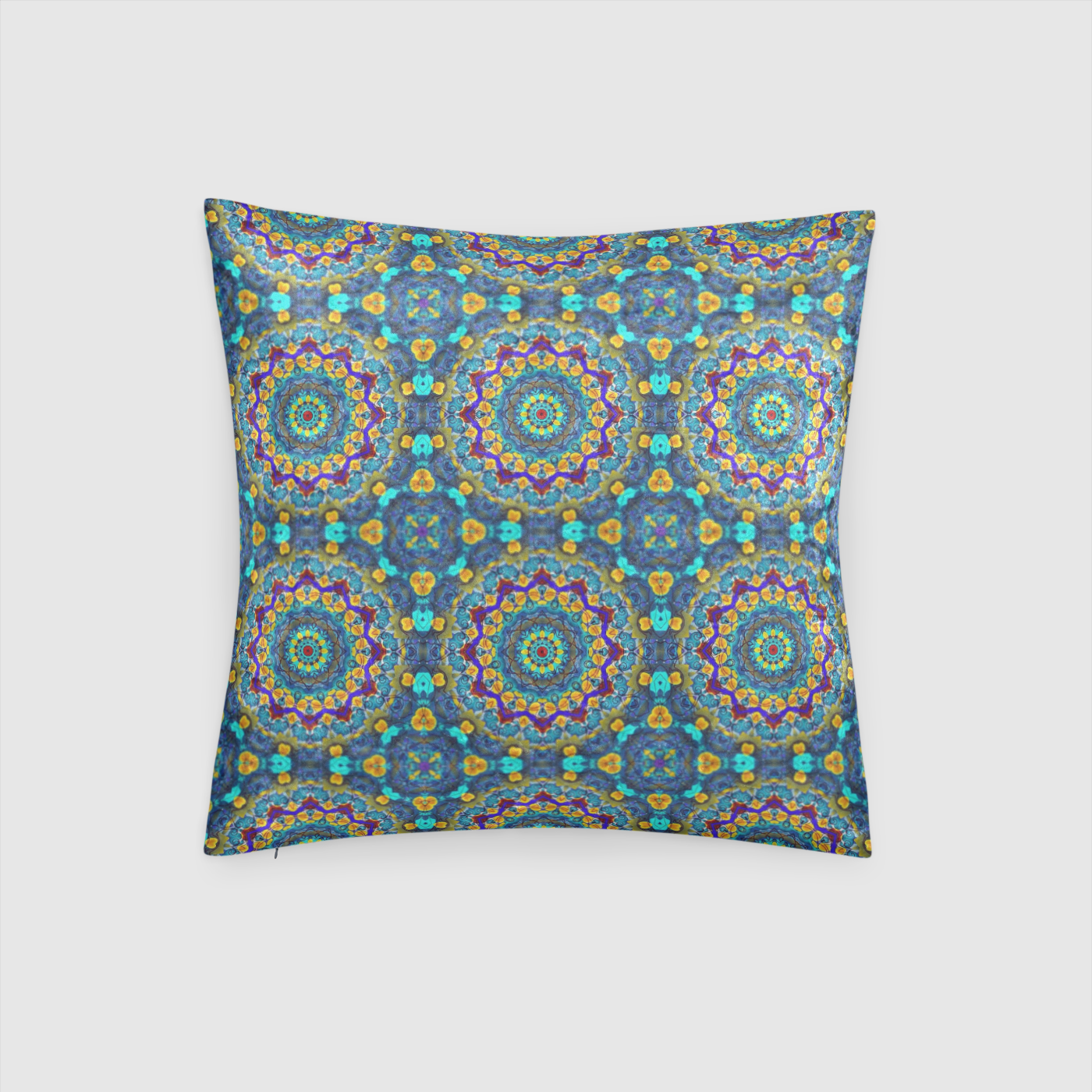 Blue Green Blur Kaleidoscope Crushed Velvet Throw Pillow