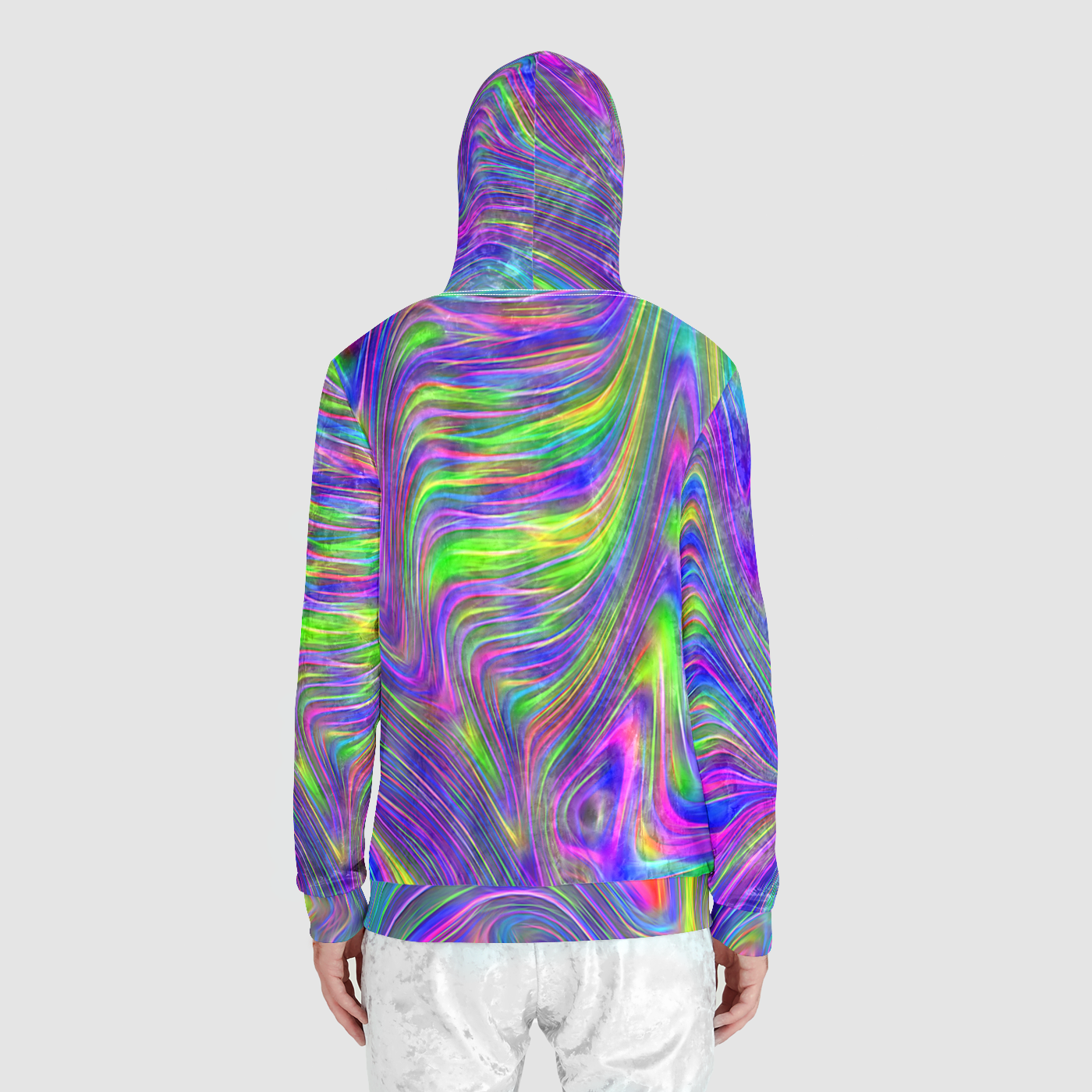 Abstract With Blue Unisex Zip Relaxed Velvet Hoodie