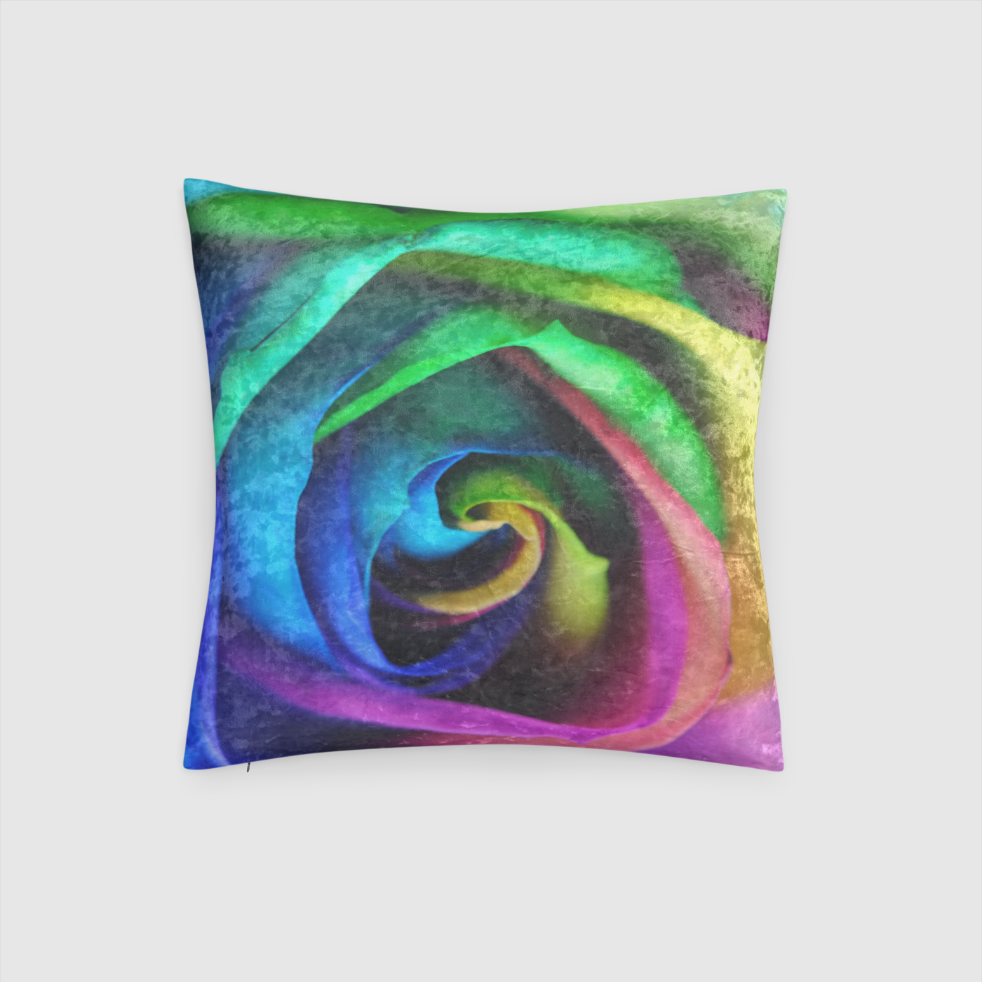 Rainbow Rose 17 Crushed Velvet Throw Pillow