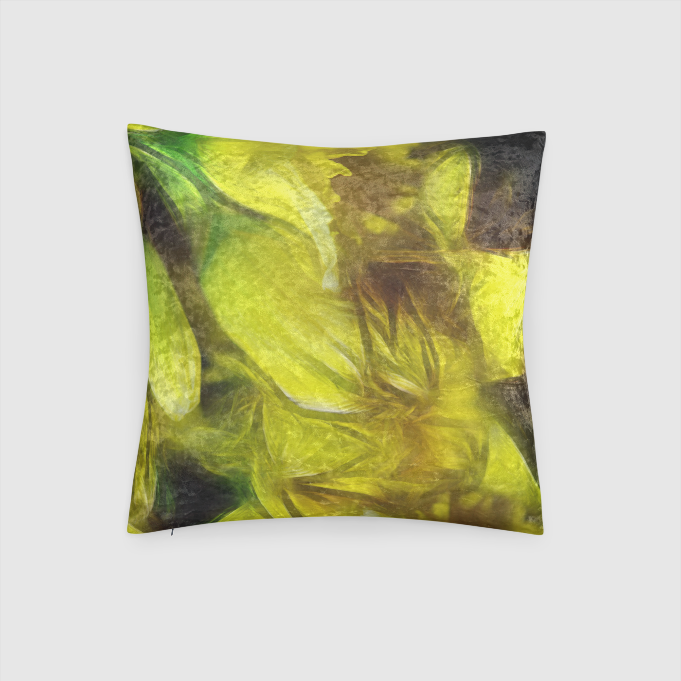 Abstract Yellow Daffodils Crushed Velvet Throw Pillow