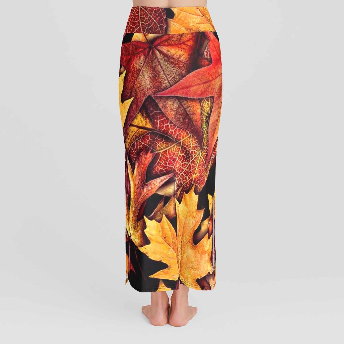 Fall Leaves Pattern High Waist Skirt