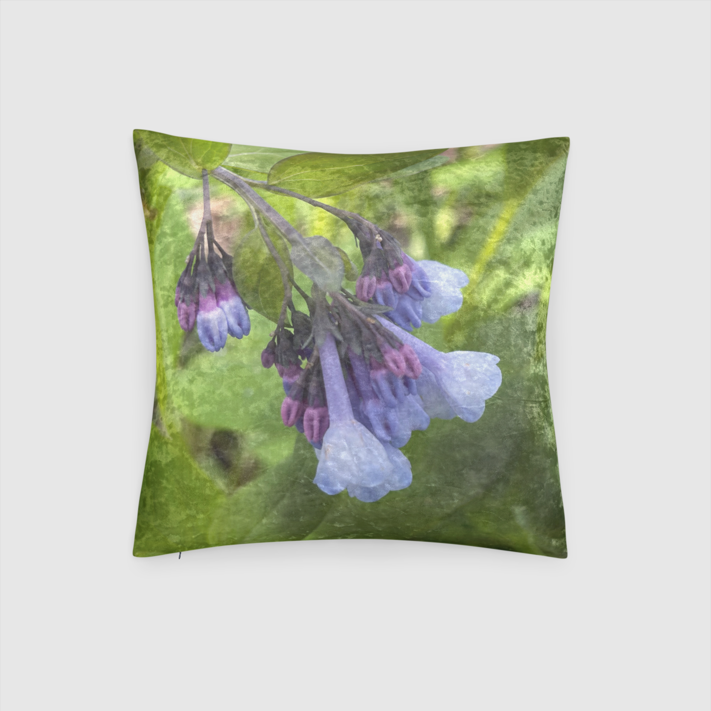 Blue and Purple Wildflowers Crushed Velvet Throw Pillow