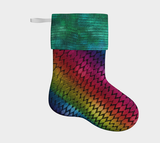 Rainbow Dragon Scales Christmas Stocking