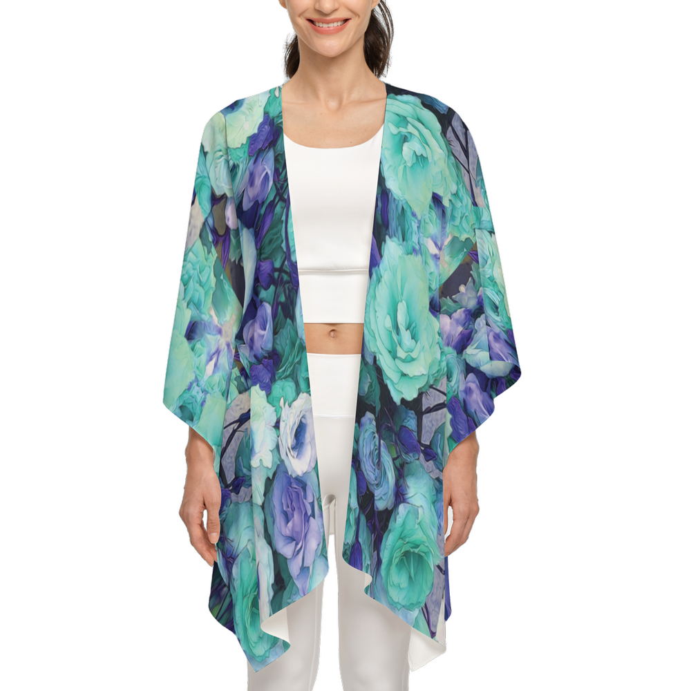 Aqua Flower Kaleidoscope Women's Silky-like Wrap-Ultra-Soft and Smooth