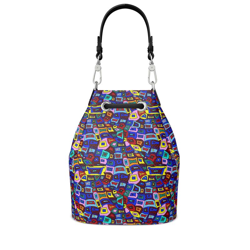 Wavy Square Pattern Bucket Bag